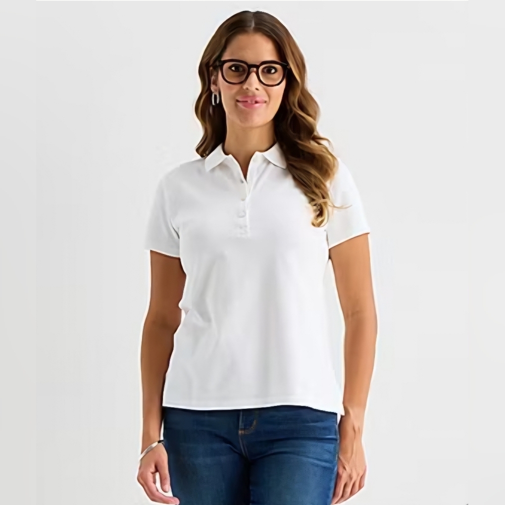 St. John's Bay Classic White Short Sleeve Polo Shirt - Size S